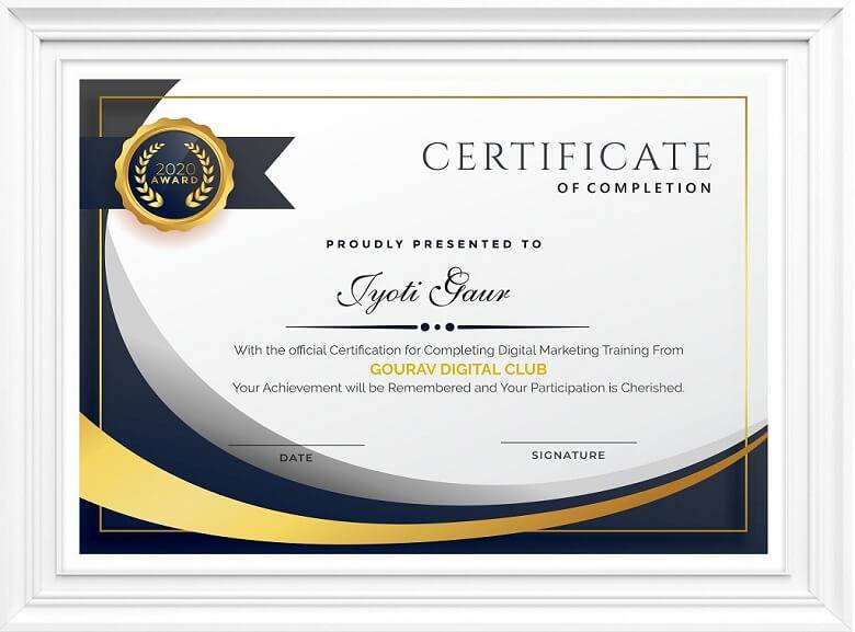 Gourav Digital Club Certificate